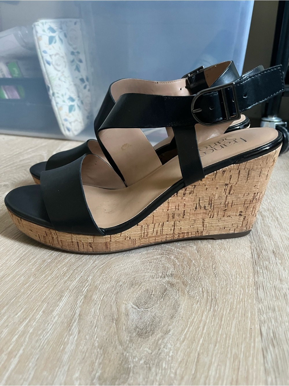 Franco Sarto Black Wedges 8
